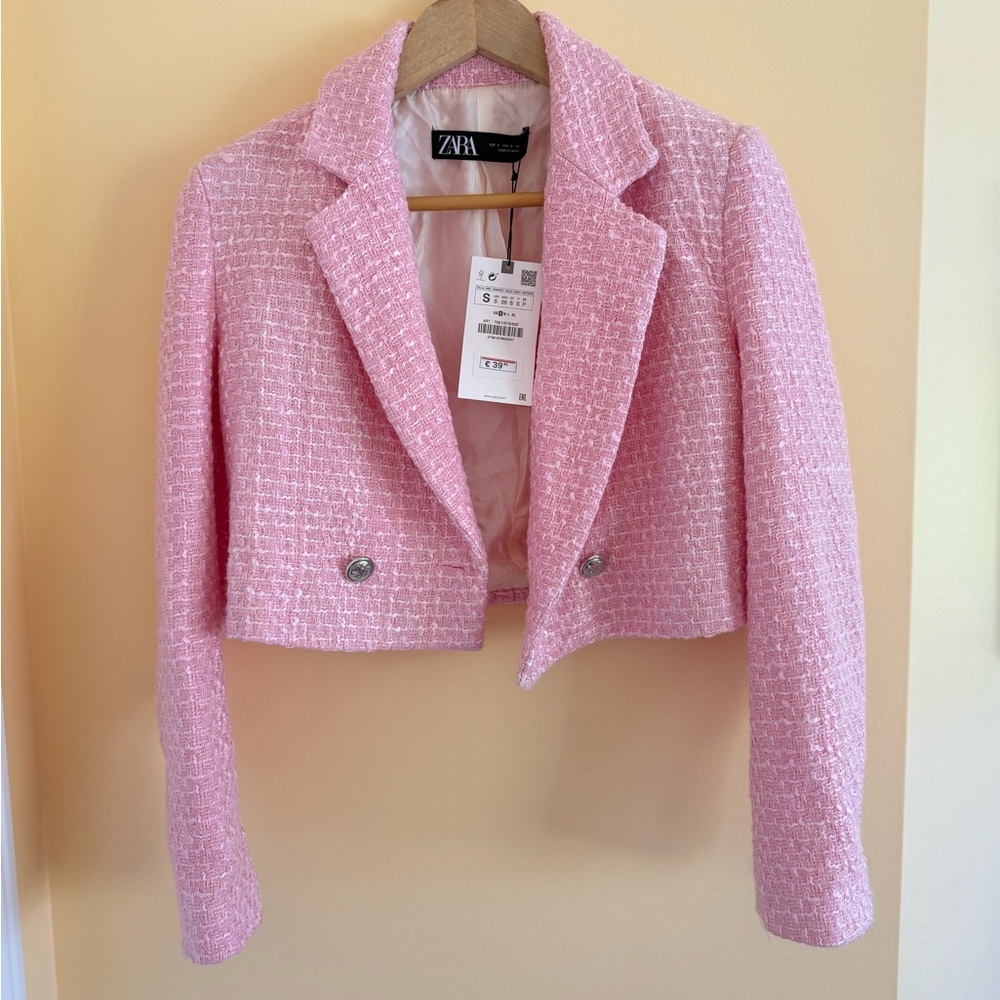 Zara Pink Tweed Women's Jacket